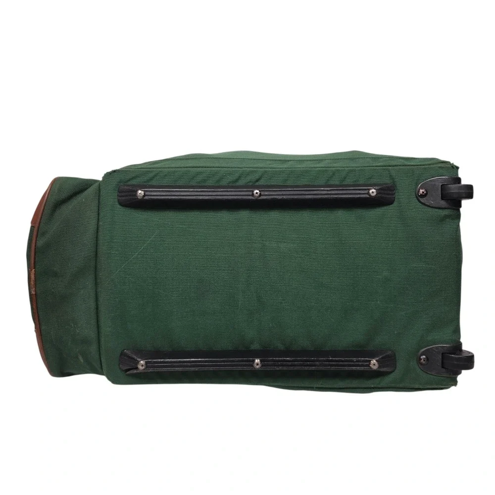 Vintage 90s LL Bean Duffle Bag Mens Large Green Canvas Leather Travel Luggage